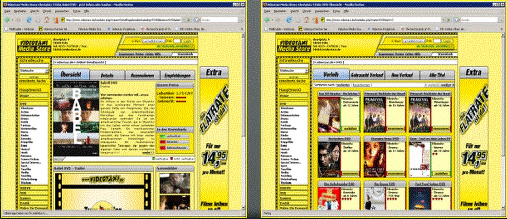 Die VIDEOTAXI-Webplattform mit Filmübersicht und Detailansichten